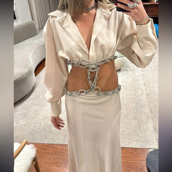 CHRISTOPHER ESBER crystal chain cutout dress US 6 - Picture 3 of 8